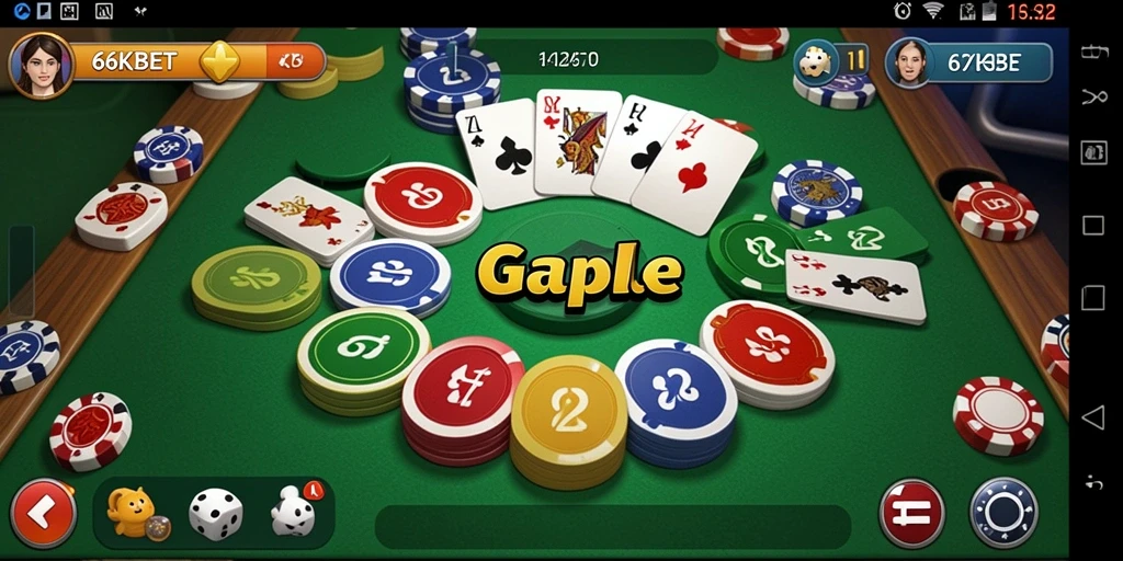 Screenshot gameplay 66KBET yang menarik dengan tampilan klasik Gaple.