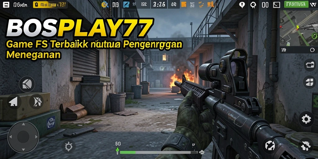 Screenshot dari gameplay <strong>BOSPLAY77</strong> yang menampilkan aksi pertempuran FPS yang mendebarkan.