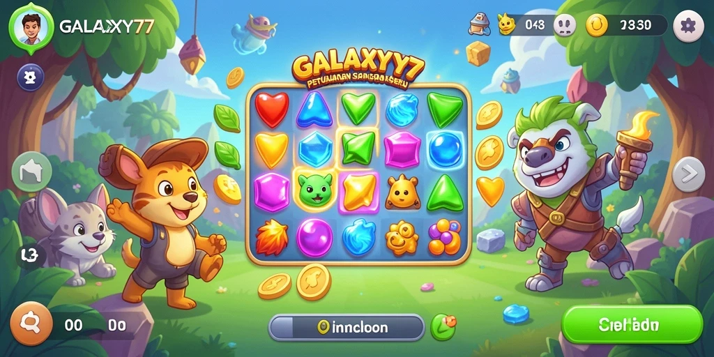 Tampilan menarik gameplay <strong>GALAXY77</strong> dengan banyak level Match-3 yang menantang.