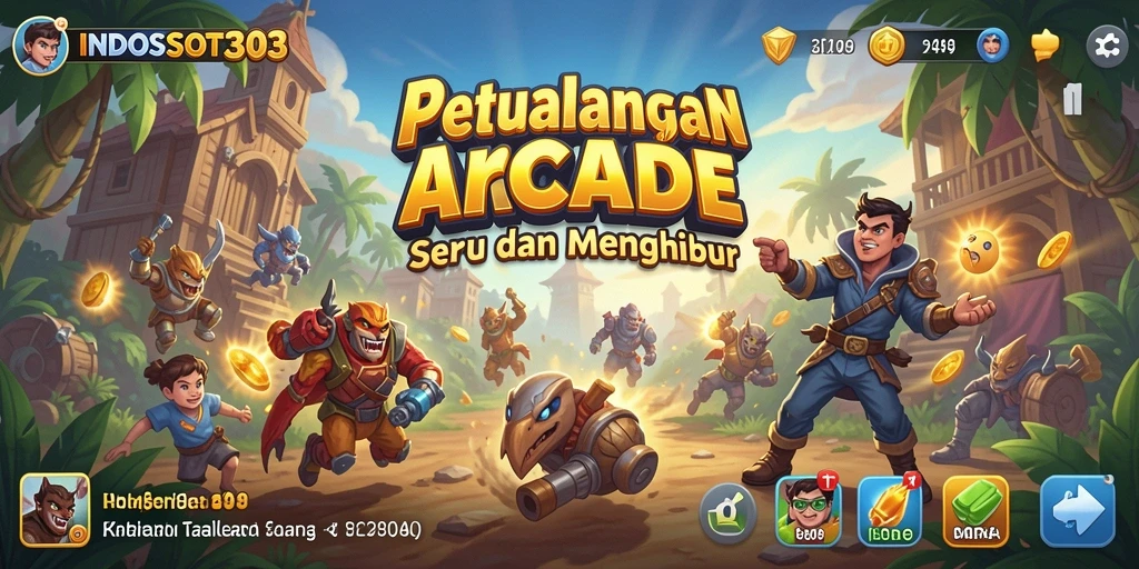Tampilan seru gameplay INDOSLOT303 dalam aksi Arcade.