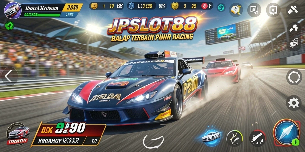 Screenshot gameplay balap JPSLOT88 yang mendebarkan.