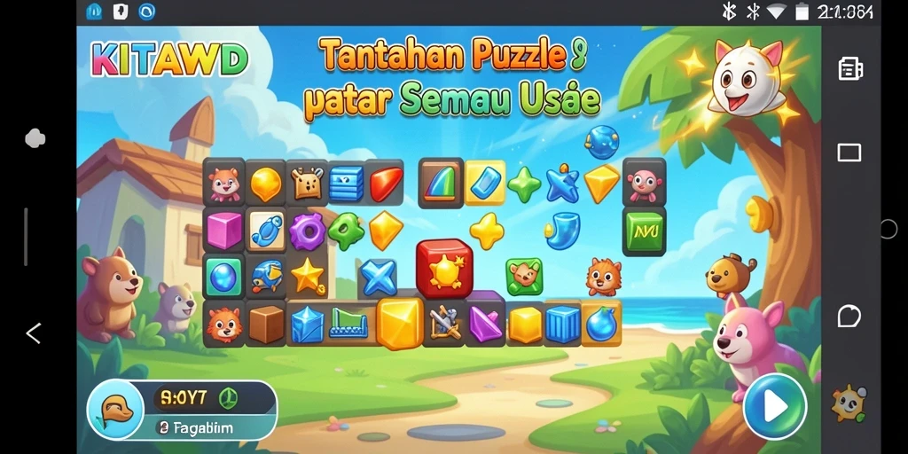 Tampilan gameplay <strong>KITAWD</strong> dengan puzzle yang penuh warna dan menarik.