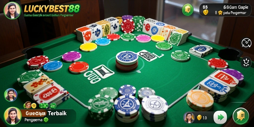 Tampilan gameplay seru LUCKYBEST88 yang penuh strategi Gaple.