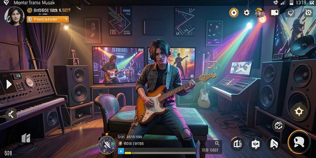 Screenshot gameplay MDG188 menampilkan interaksi pengguna dengan musik.