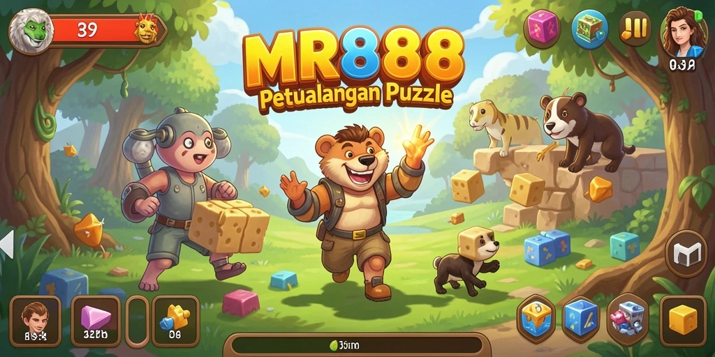 Screenshot dari gameplay seru di MR888, menampilkan berbagai teka-teki.
