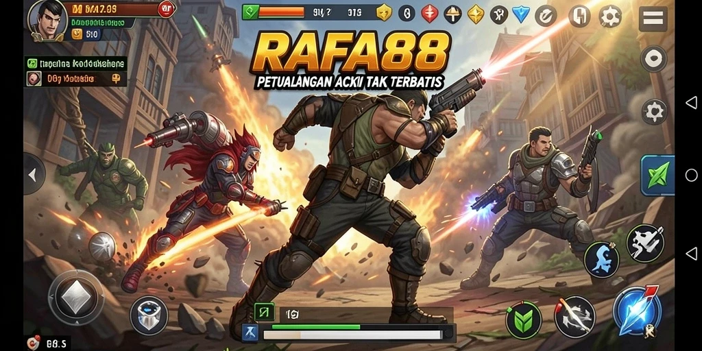 Tangkapan layar utama RAFA88 menampilkan aksi seru di medan perang.