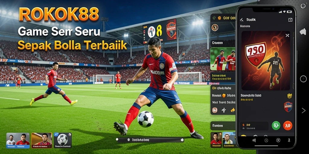 Tampilan seru gameplay ROKOK88 dalam aksi sepak bola.
