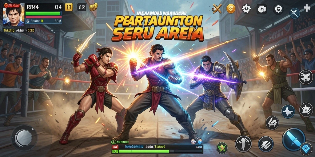 Tangkapan layar gameplay RR44 dengan aksi pertarungan yang mendebarkan.