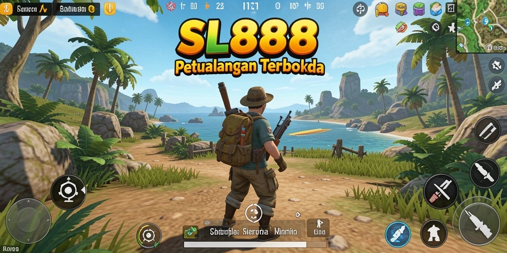 Screenshot utama SL888 menampilkan aksi seru di dunia terbuka yang luas.