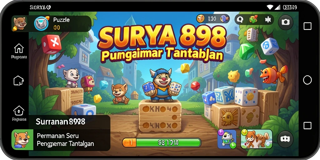 Tangkapan layar menunjukkan gameplay seru dalam SURYA898, game Puzzle menantang.