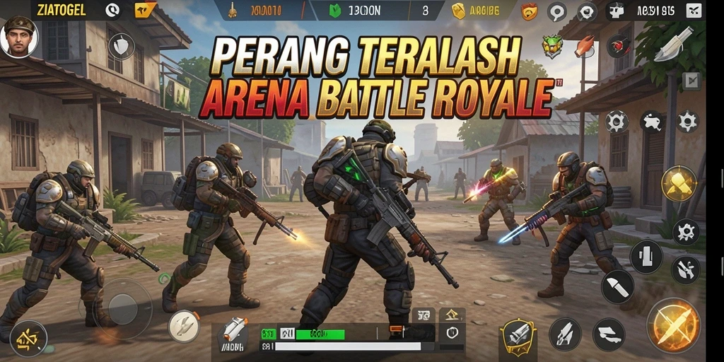 Tampilan aksi intens dari gameplay ZIATOGEL Battle Royale.